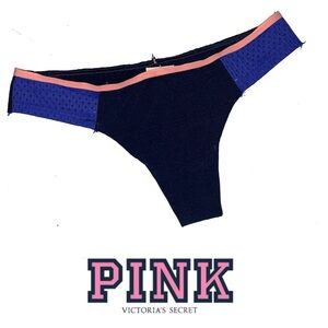 Victoria's Secret PINK Blue and Pink Thong Underwear Panties P043 XS